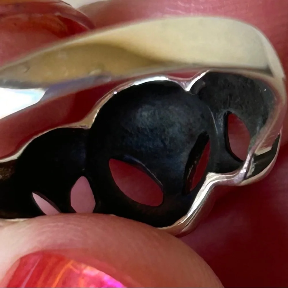 925 Sterling Silver Hand-Crafted Triple Alien Design Ring